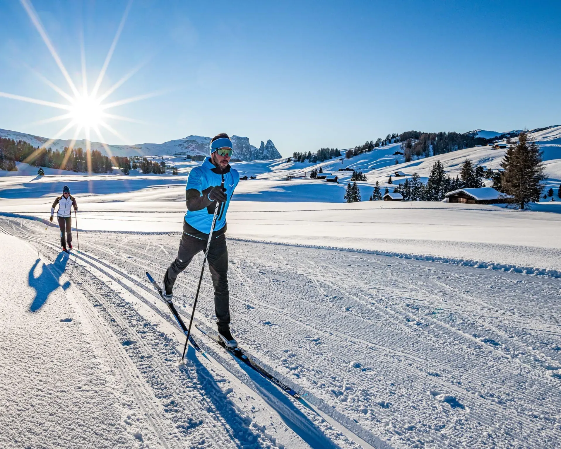 Cross-country ski trail Col del Lupo between Sassolungo and Sassopiatto